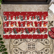 Lovely French Bulldog On Red Background Merry Christmas Doormat Home Decor