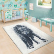 Watercolor Wolf Portrait Pattern Background Print Area Rug
