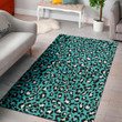 Cool Turquoise Leopard Pattern Background Print Area Rug