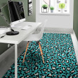 Cool Turquoise Leopard Pattern Background Print Area Rug