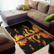 Powerful Fire Flame Burning Pattern Background Print Area Rug