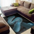 Horror Turquoise Snake Pattern Background Print Area Rug