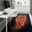 Flaming Evil Skull Pattern Background Print Area Rug