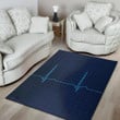 Cute Heartbeat Electrocardiogram Pattern Background Print Area Rug