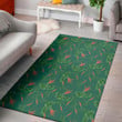 Lovely Green Watercolor Carrot Pattern Print Area Rug