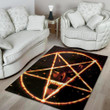 Flame Satanic Pentagram Pattern Background Print Area Rug