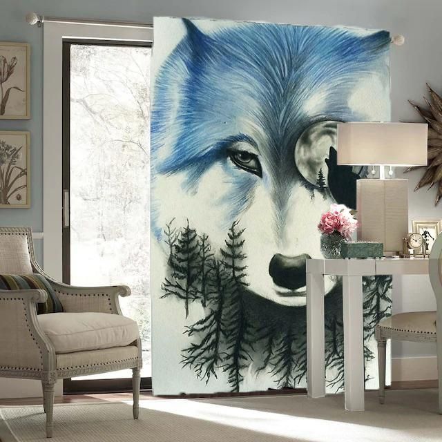Into The Forest Wild Wolf Soul Printed Window Curtain