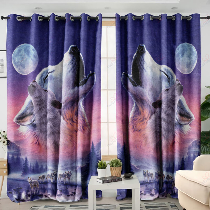 Mama Wolf Spirit Animal Printed Window Curtain Home Decor