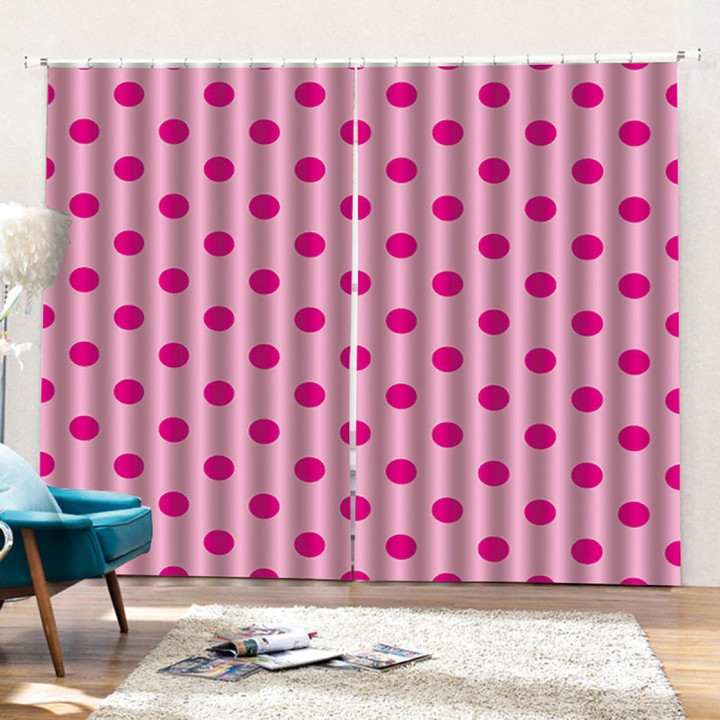 Pink Dots Background Printed Window Curtain Home Decor
