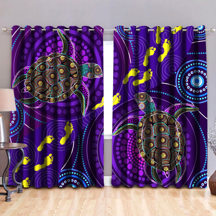Aboriginal Purple Turtles Indigenous Painting Art Printed Window Curtain