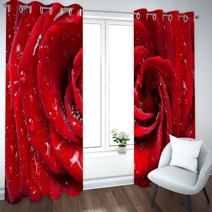 3d Close Up Of Rose Printed Window Curtain Home Decor