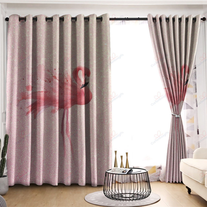 Flamingo Printed Window Curtains Home Decor