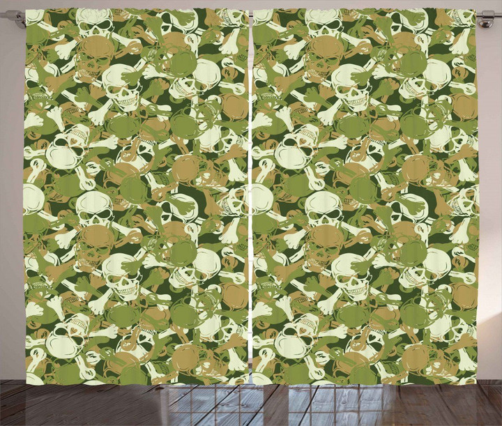Sketchy Spooky Camouflage Printed Window Curtain Home Decor