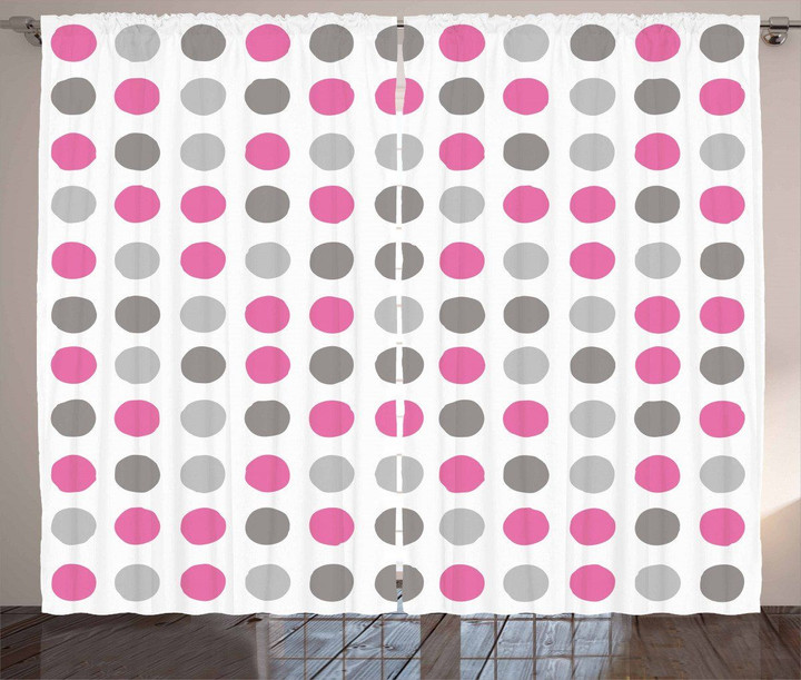 Polka Dots Motifs Printed Window Curtain Home Decor