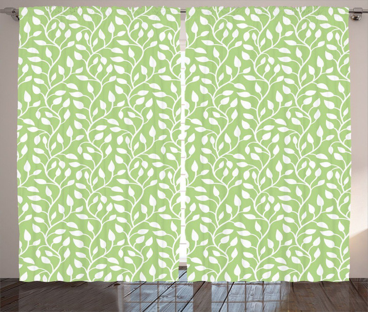 Modern Leaf Pattern Printed Window Curtain Home Decor
