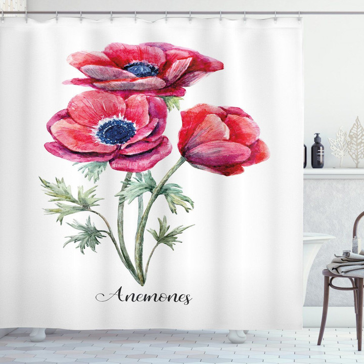Vintage Bouquet Flower Printed Shower Curtain Bathroom Decor