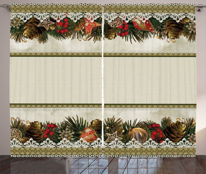 Vintage Ornate Nature Border Printed Window Curtain Home Decor