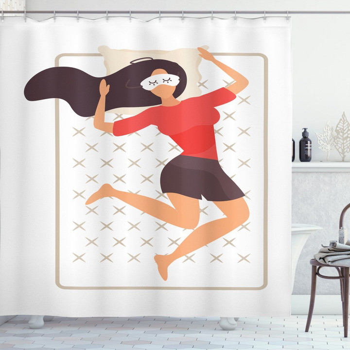 Beauty Sleeping Woman Funny Pattern Shower Curtain Home Decor