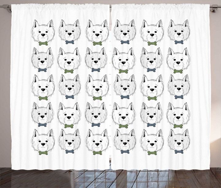 West Highland Puppies Printed Window Curtain Home Decor