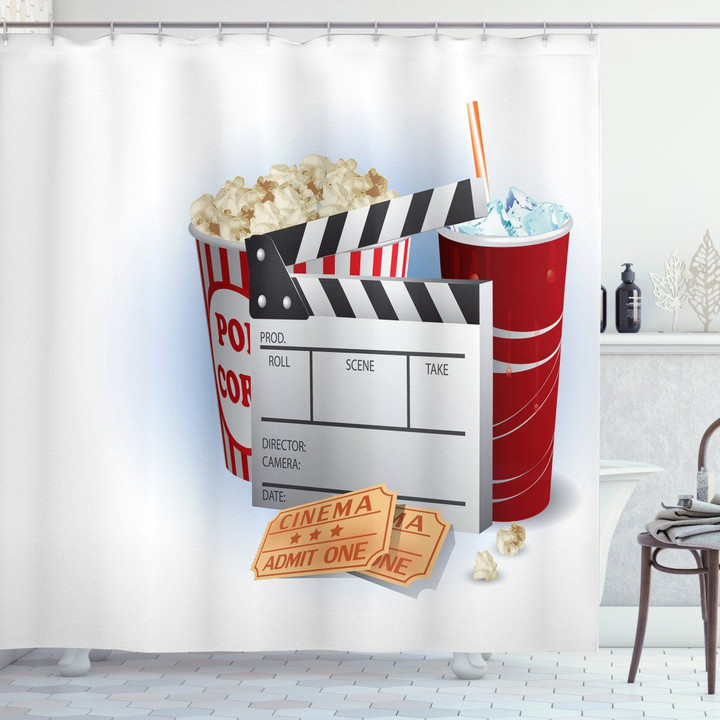 Snacks Premiere Popcorn Printed Shower Curtain Bathroom Decor