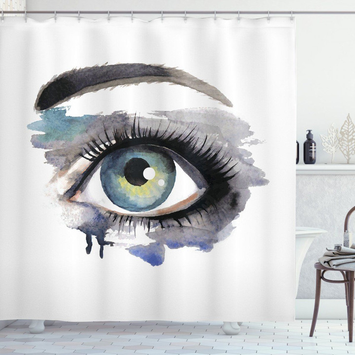 Woman Looking Eye Printed Shower Curtain Bathroom Decor