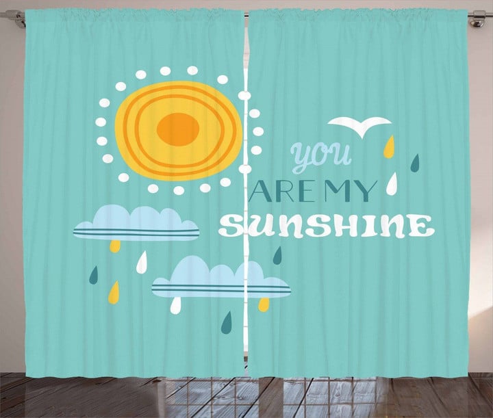 Weather Elements Slogan You Are My Sunshine Printed Window Curtain Home Decor