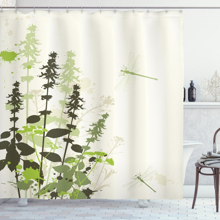 Wildflowers Grassland On White Printed Shower Curtain Bathroom Decor