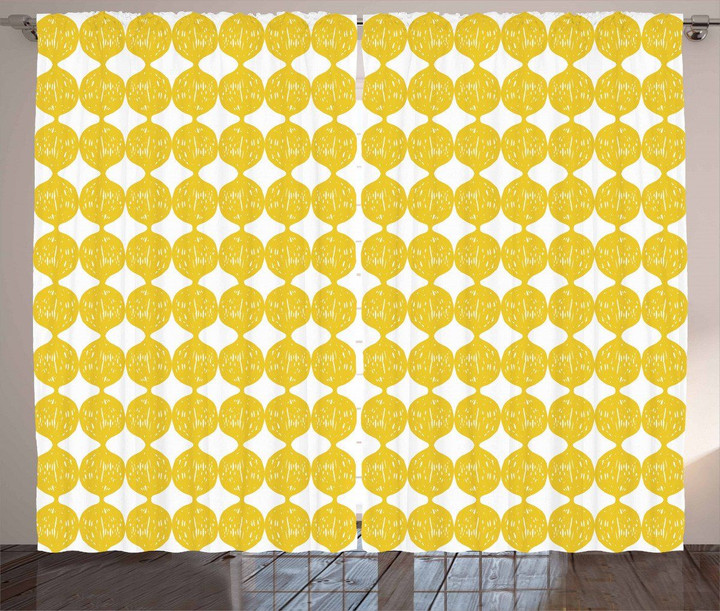 Ogee Pattern Lemons Printed Window Curtain Home Decor
