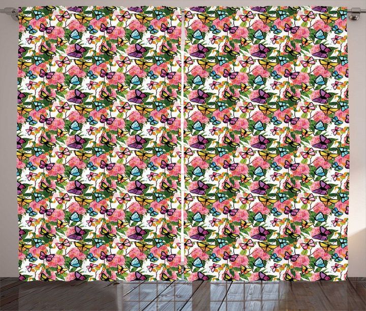Tender Flowers Pattern Printed Window Curtain Home Decor