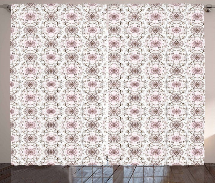 Pastel Flowers Hearts Printed Window Curtain Home Decor
