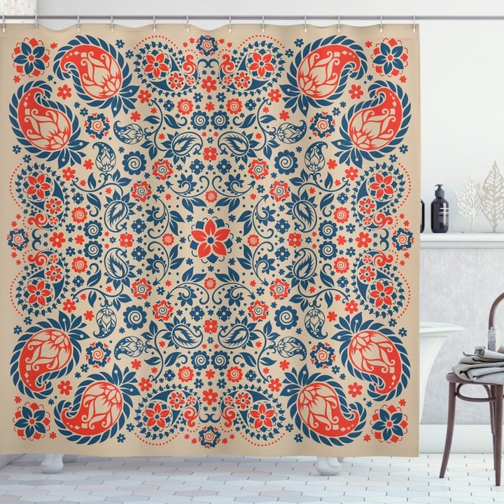 Cultural Folk Persian Unique Pattern Shower Curtain Home Decor