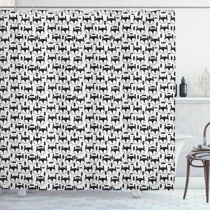 Nursery Scandinavian Fox Little Pattern Shower Curtain Home Decor