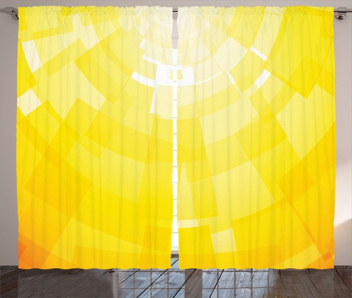 Modern Circular Mosaic Yellow Printed Window Curtain Home Decor