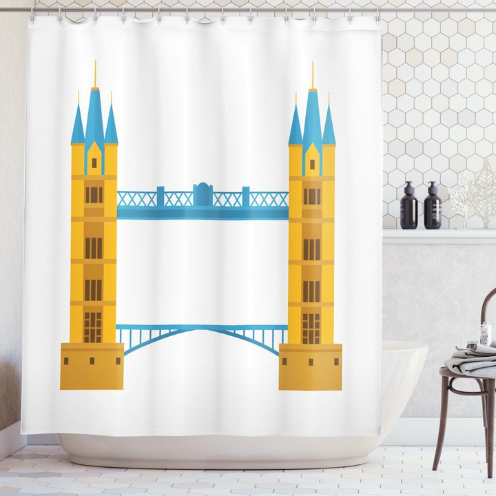 Landscape Travel Theme Tower Pattern Shower Curtain Home Decor