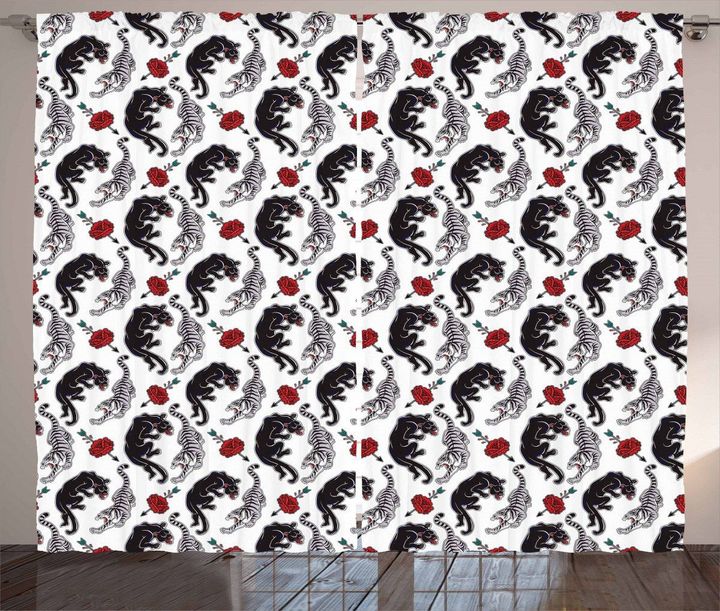 Tigers Passion Themed Printed Window Curtain Home Decor