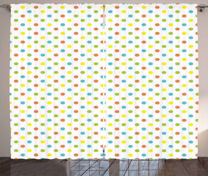 Polka Dots Pattern Printed Window Curtain Home Decor