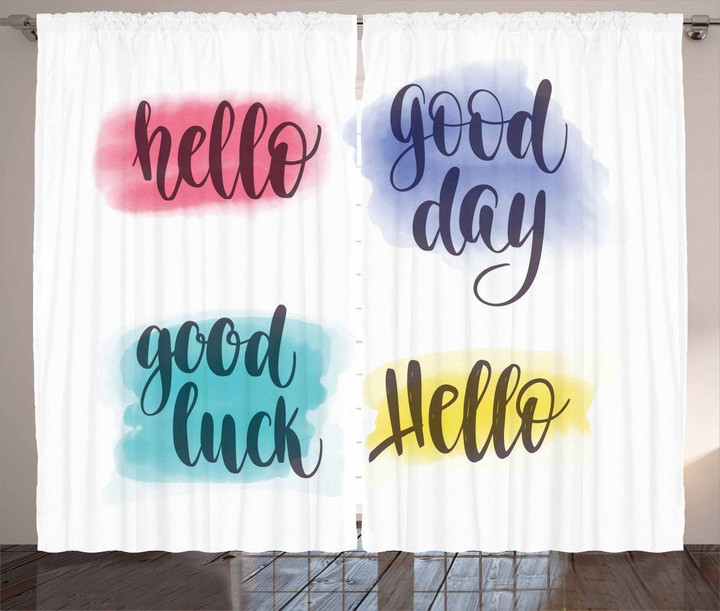 Day And Luck Hello Good Day Pattern Printed Window Curtain Home Decor
