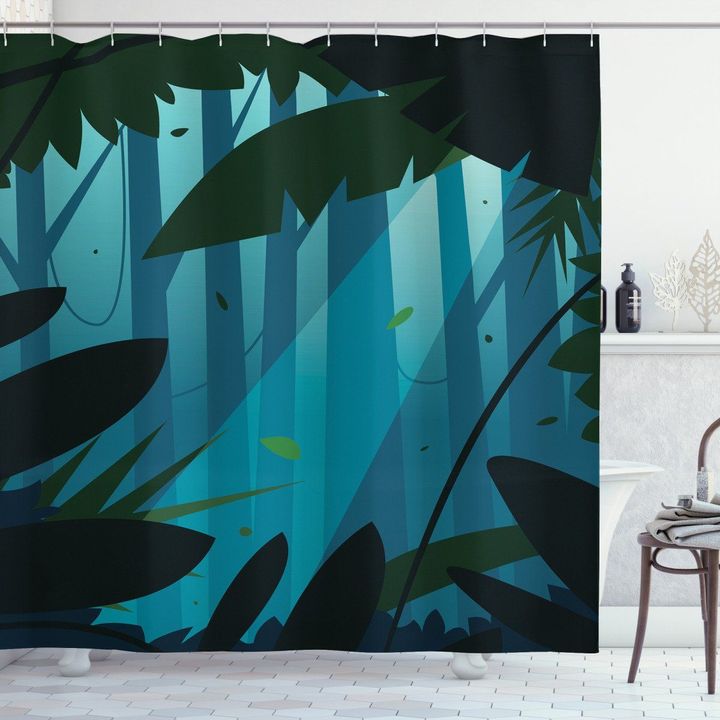 Lush Forest Leaves Light Pattern Shower Curtain Home Decor