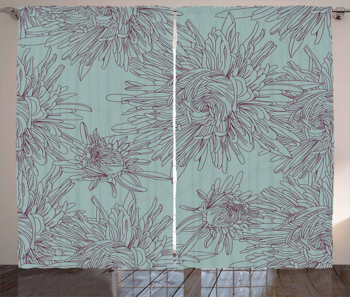 Aster Blossoms Artwork Printed Window Curtain Home Decor