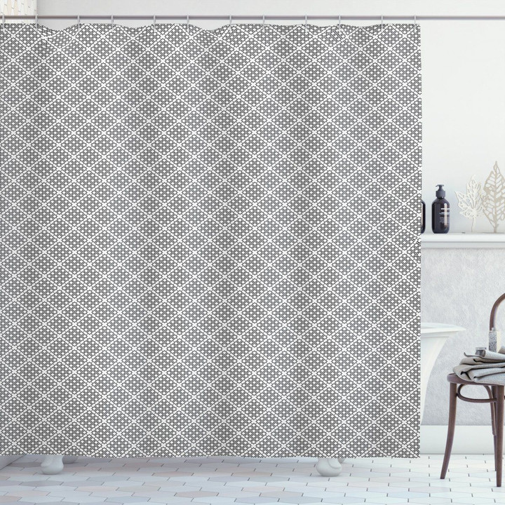 Stars Rhombuses Pattern Printed Shower Curtain Bathroom Decor