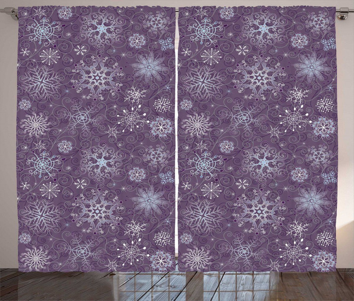 Xmas Snowflakes Floral Printed Window Curtain Home Decor