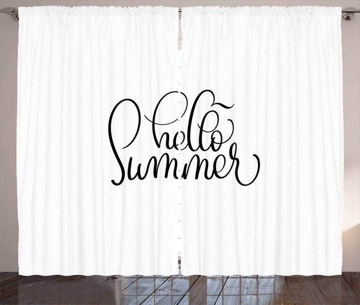 Vintage Swirly Style Hello Summer Printed Window Curtain Home Decor