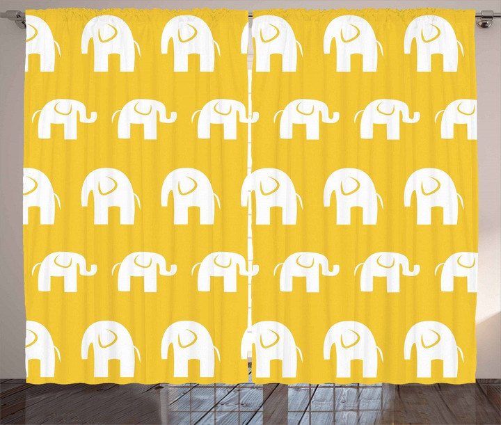 Monotone Animal Pattern Elephant Printed Window Curtain Home Decor