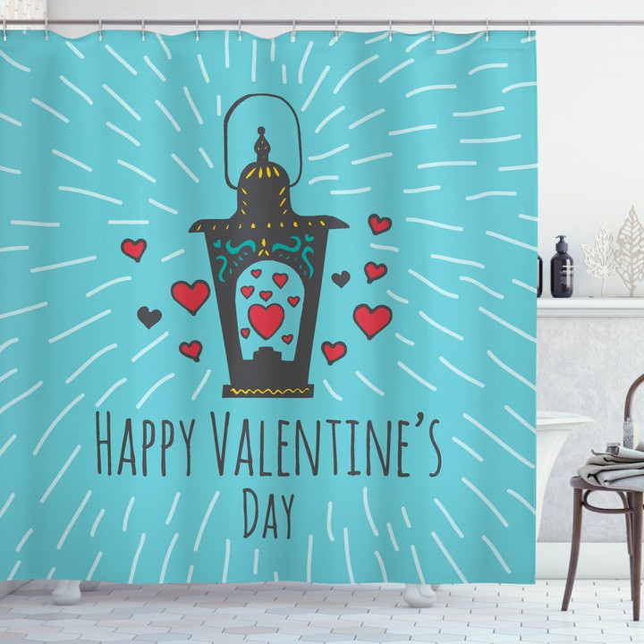 Tiny Heart Happy Valentine's Day Printed Shower Curtain Home Decor
