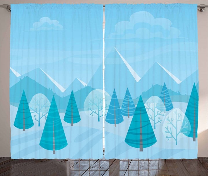 Christmas Pines Alps Printed Window Curtain Home Decor