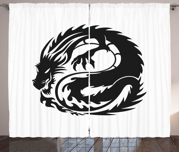 Serpent Belch Flames Printed Window Curtain Home Decor