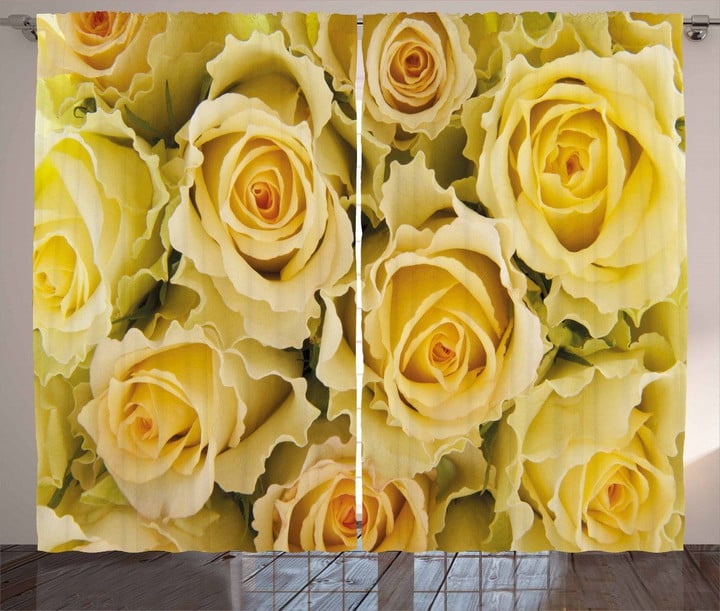Yellow Bridal Flourish Printed Window Curtain Home Decor