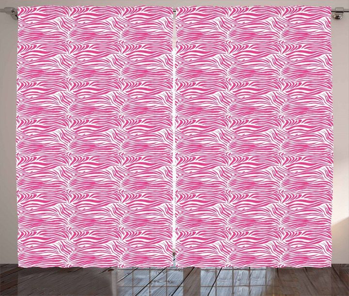 Safari Zebra Stripes Pink Printed Window Curtain Home Decor