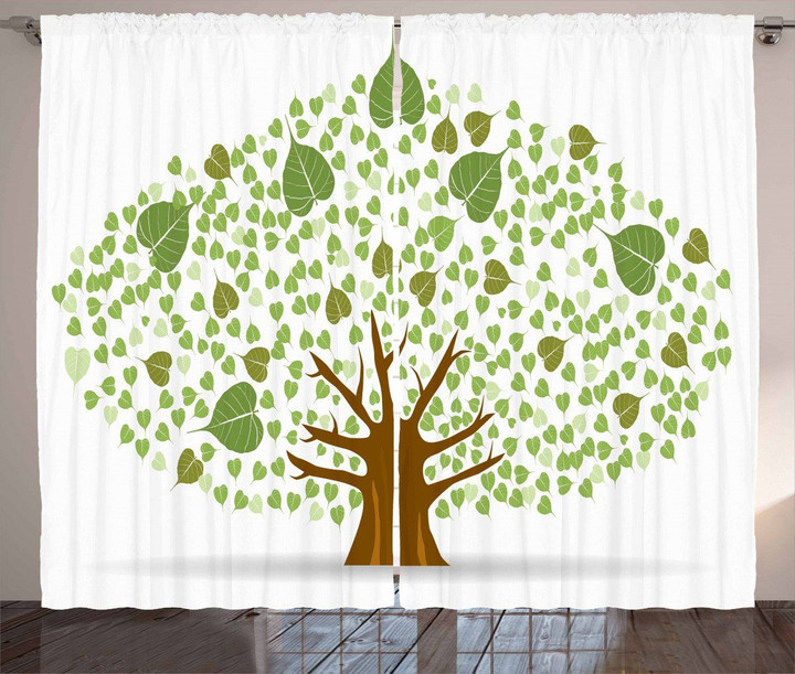 Fig Bodhi Leaves Printed Window Curtain Home Decor