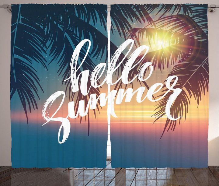 Tropic Paradise Beach Hello Summer Printed Window Curtain Home Decor